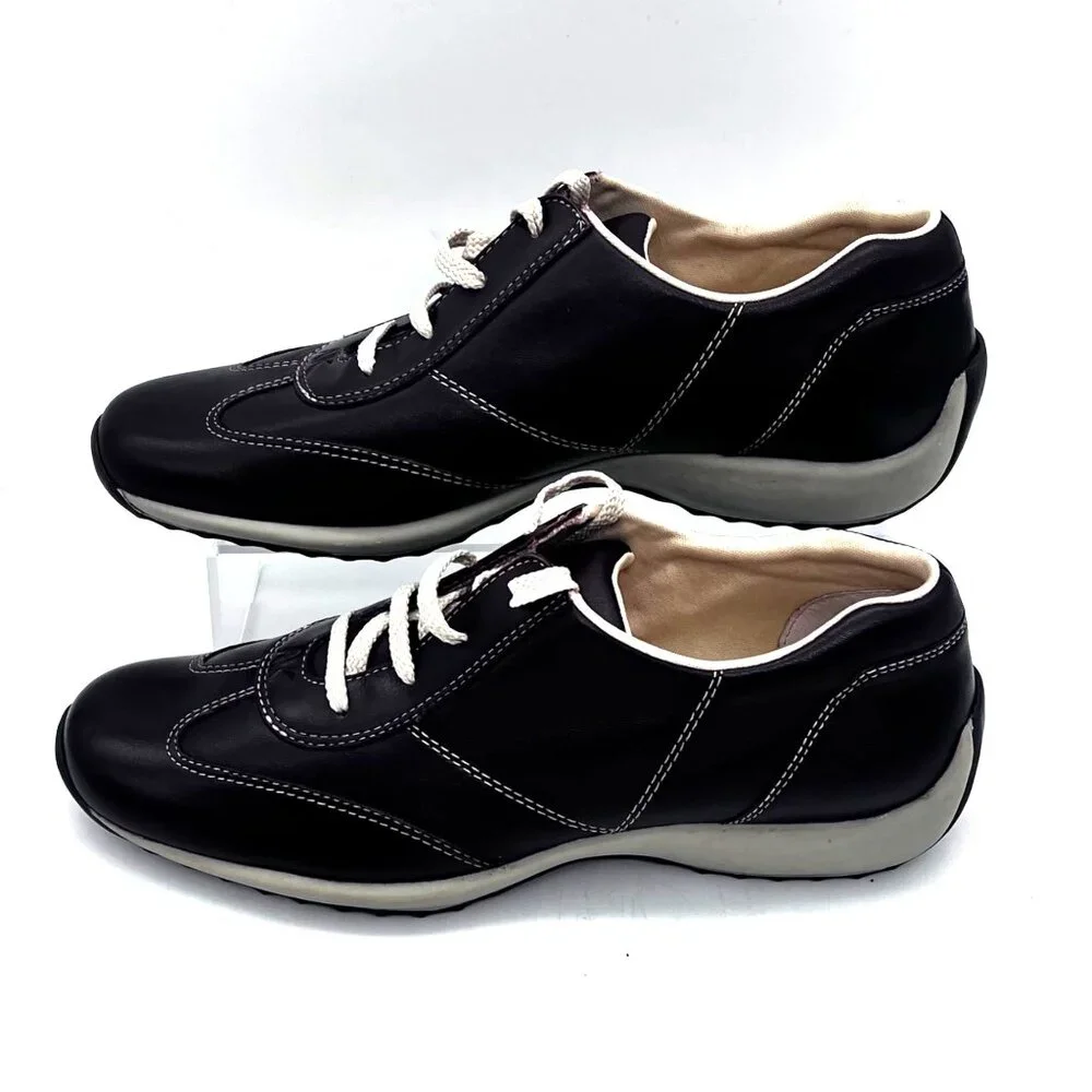 Anne Klein Satire Chocolate Leather Lace-Up Sneakers Shoes Womens Size 8.5M New - Picture 9 of 13